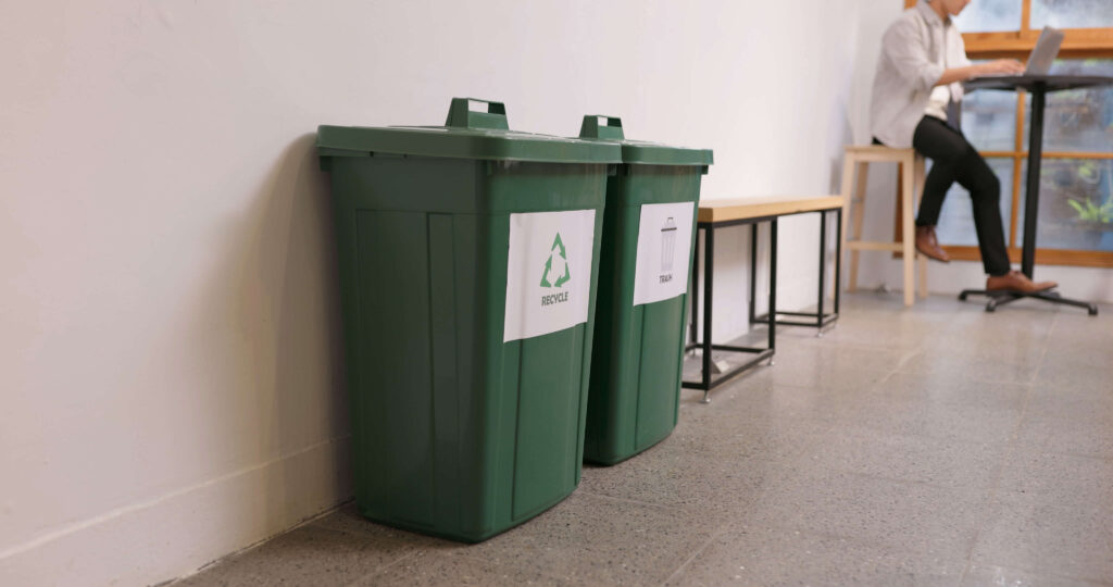 recycling bins in office